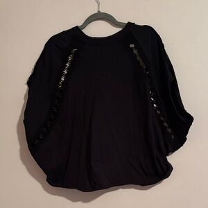Free People Black Blouse with metal ring Accents